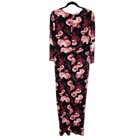 Torrid Black Floral Long Sleeve Ruched Mermaid Dress with High Slit Size 12 NEW - Picture 2 of 10